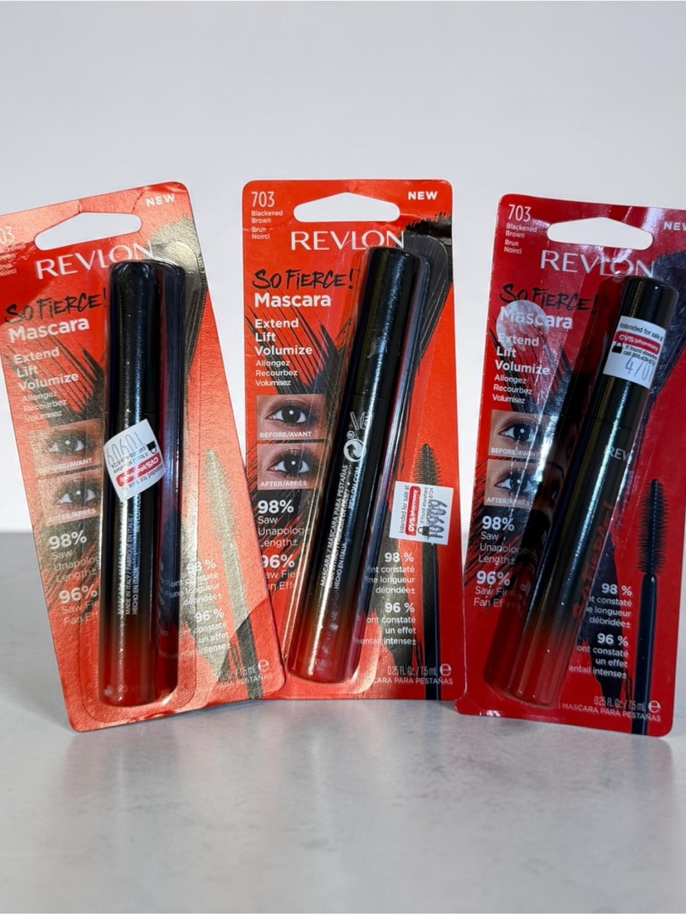 Revlon So Fierce! Mascara Shade 703 Blackened Brown Extend Lift Volumize 3x lot